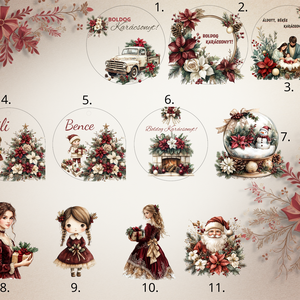 Színes karácsonyfadíszek bordó színvilágban - karácsony - karácsonyi lakásdekoráció - karácsonyfadíszek - Meska.hu