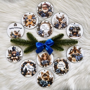 Színes karácsonyfadíszek kék színvilágban - Meska.hu