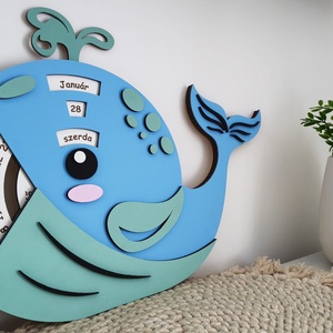 Öröknaptár gyerekeknek (bálna) - otthon & életmód - dekoráció - fali és függő dekoráció - falinaptár & öröknaptár - Meska.hu