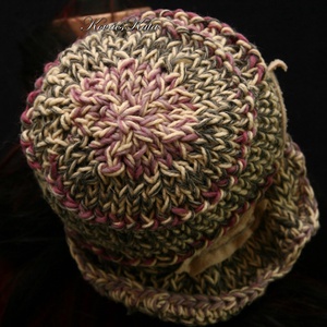 CLOCHE-ART kötött kalap /  szürke-rózsa - ruha & divat - sál, sapka, kendő - sapka - Meska.hu