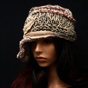 CLOCHE-ART kötött kalap /  szürke-rózsa - ruha & divat - sál, sapka, kendő - sapka - Meska.hu