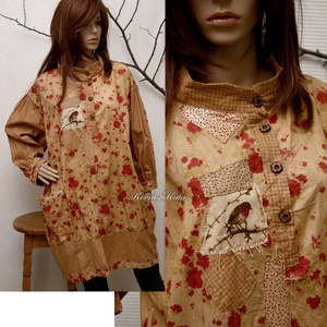 VÖRÖSBEGY - design-tunika  XXL, Ruha & Divat, Női ruha, Ruha, Varrás, Festett tárgyak, Meska