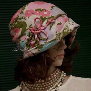 MALINKA  cloche - retro-len flapper kalap, Ruha & Divat, Sál, Sapka, Kendő, Kalap, Varrás, Újrahasznosított alapanyagból készült termékek, MESKA