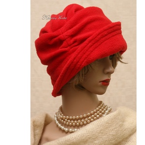 ERNA cloche - polár flapper kalap / piros - ruha & divat - sál, sapka, kendő - kalap - Meska.hu