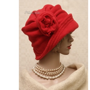 ERNA cloche - polár flapper kalap / piros - ruha & divat - sál, sapka, kendő - kalap - Meska.hu