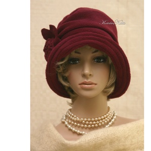 ERNA cloche /cherry - polár flapper kalap - ruha & divat - sál, sapka, kendő - kalap - Meska.hu
