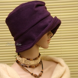 ERNA cloche -lila polár flapper kalap - ruha & divat - sál, sapka, kendő - kalap - Meska.hu