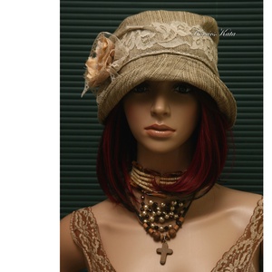 MARIE cloche - artsy lenszövet flapper kalap - ruha & divat - sál, sapka, kendő - kalap - Meska.hu