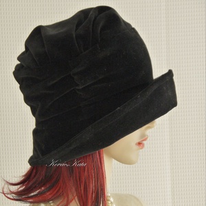 ERNA cloche - bársony flapper kalap - ruha & divat - sál, sapka, kendő - kalap - Meska.hu
