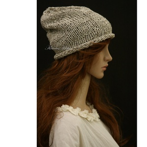 BEANIE / körte - trendi kézzel kötött  sapka / bézs - ruha & divat - sál, sapka, kendő - sapka - Meska.hu