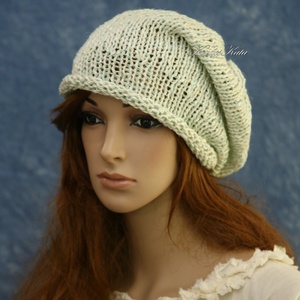 BEANIE / körte - trendi kézzel kötött sapka /  menta  - ruha & divat - sál, sapka, kendő - sapka - Meska.hu