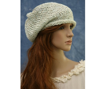 BEANIE / körte - trendi kézzel kötött sapka /  menta  - ruha & divat - sál, sapka, kendő - sapka - Meska.hu