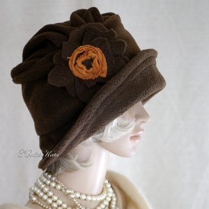ERNA cloche - barna polár flapper kalap - ruha & divat - sál, sapka, kendő - kalap - Meska.hu