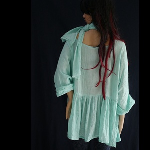 TERESA/türkiz - babydoll tunika + géz sál - kismama ruha - ruha & divat - női ruha - kismamaruha - Meska.hu