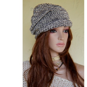 BEANIE / körte - trendi kézzel kötött lenes sapka / cink  - ruha & divat - sál, sapka, kendő - sapka - Meska.hu