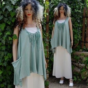 KARINA / zöld - artsy lagenlook tunika - ruha & divat - női ruha - tunika - Meska.hu