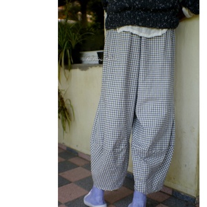 TULIPÁN-NACI- lagenlook design nadrág / kék kockás - ruha & divat - női ruha - nadrág - Meska.hu