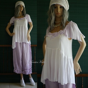 LANA-SZETT - shabby chic babydoll tunika nadrággal, Ruha & Divat, Női ruha, Ruha, Varrás, Festett tárgyak, MESKA