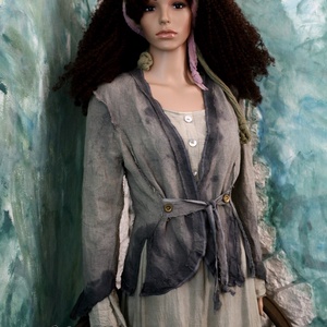 LINEN-FLAX JACKET- artsy design kabátka - ruha & divat - női ruha - blézer & kosztüm - Meska.hu