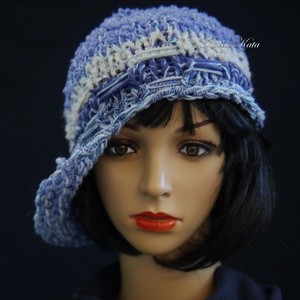 CLOCHE-ART kötött kalap /  kékek - ruha & divat - sál, sapka, kendő - sapka - Meska.hu
