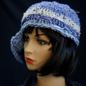 CLOCHE-ART kötött kalap /  kékek - ruha & divat - sál, sapka, kendő - sapka - Meska.hu