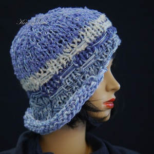 CLOCHE-ART kötött kalap /  kékek - ruha & divat - sál, sapka, kendő - sapka - Meska.hu