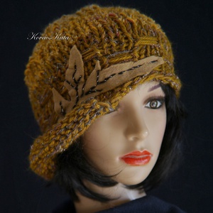 CLOCHE-ART - extravagáns kézzel kötött kalap, sapka / mustár - ruha & divat - sál, sapka, kendő - sapka - Meska.hu