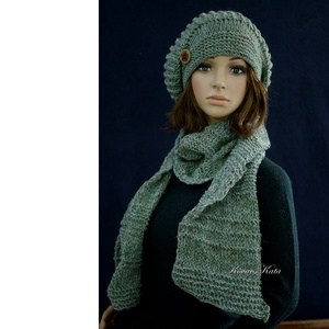 BORBÁLA-SZETT / zöld tweed kézzel kötött sapka sállal - ruha & divat - sál, sapka, kendő - sapka & sál szett - Meska.hu BORBÁLA-SZETT / zöld tweed kézzel kötött sapka sállal - ruha & divat - sál, sapka, kendő - sapka & sál szett - Meska.hu
