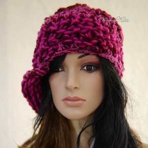 CLOCHE-ART kötött kalap, sapka / püspöklila - ruha & divat - sál, sapka, kendő - kalap - Meska.hu
