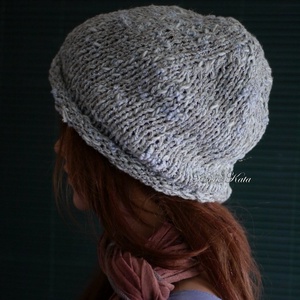 BEANIE / körte - trendi kézzel kötött sapka / jade-metál - ruha & divat - sál, sapka, kendő - sapka - Meska.hu