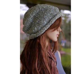 BEANIE / körte - trendi kézzel kötött sapka / jade-metál - ruha & divat - sál, sapka, kendő - sapka - Meska.hu