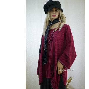 MARGO - bohém lagenlook len-tunika / bordó - ruha & divat - női ruha - tunika - Meska.hu