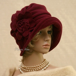 ERNA cloche /cherry - polár flapper kalap - ruha & divat - sál, sapka, kendő - kalap - Meska.hu