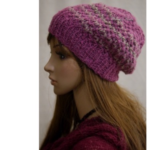 SZILVI-SAPI / bébi-alpaka - trendi kézzel kötött beanie gyapjú sapka / mályva - ruha & divat - sál, sapka, kendő - sapka - Meska.hu