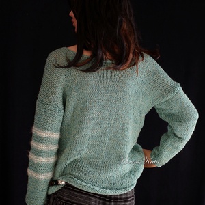 BARKA-PULCSI - kézzel kötött extravagáns artsy-design akril pulóver / zöld - ruha & divat - női ruha - pulóver - Meska.hu