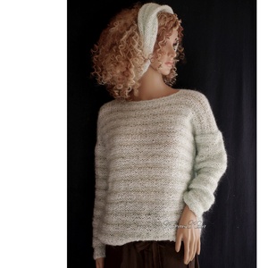 MENTA MOHAIR-PULCSI - exkluzív kézzel kötött pulóver kámzsával - ruha & divat - női ruha - pulóver - Meska.hu