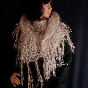 SZELLŐ-KENDŐ - kézzel kötött mohair vállkendő / sand, Ruha & Divat, Sál, Sapka, Kendő, Vállkendő, Kötés, MESKA