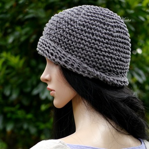 BEANIE/szürke - trendi kézzel kötött len-pamut sapka - ruha & divat - sál, sapka, kendő - sapka - Meska.hu BEANIE/szürke - trendi kézzel kötött len-pamut sapka - ruha & divat - sál, sapka, kendő - sapka - Meska.hu