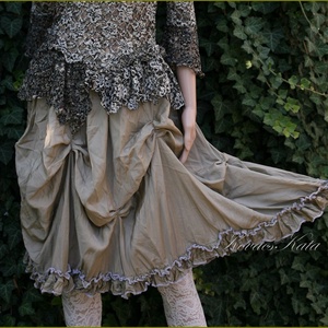 PAMÉLA - bohém raffolt-gyűrt selyemszoknya  - ruha & divat - női ruha - szoknya - Meska.hu