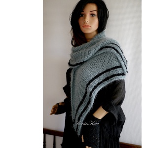 CLAIRE - exkluzív kézzel kötött vállkendő / slate - ruha & divat - sál, sapka, kendő - vállkendő - Meska.hu