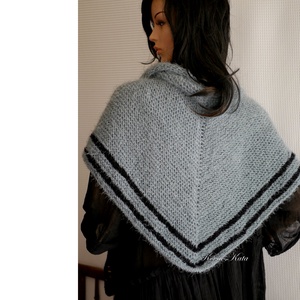 CLAIRE - exkluzív kézzel kötött vállkendő / slate - ruha & divat - sál, sapka, kendő - vállkendő - Meska.hu