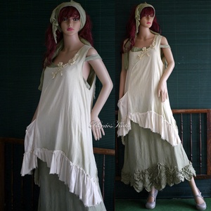 ILMA - burett-selyem tunika, shabby chic kötényruha - ruha & divat - női ruha - tunika - Meska.hu