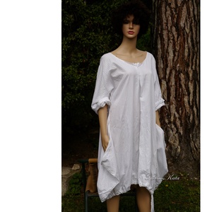NICOLE / csíkos puplin - lagenlook tunika-ruha, kismamaruha - ruha & divat - női ruha - kismamaruha - Meska.hu