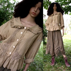 VILMA - lagenlook ing-kabátka / mogyoró, kávé - ruha & divat - női ruha - blúz - Meska.hu