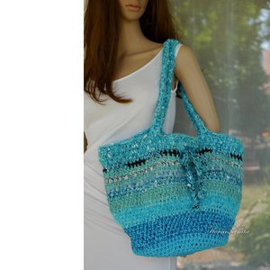 HEXE-BAG / türkizkék - horgolt kosár táska , Táska & Tok, Válltáska, Kézitáska & válltáska, Horgolás, Varrás, MESKA
