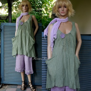 KARINA / zöld - artsy lagenlook tunika - ruha & divat - női ruha - tunika - Meska.hu
