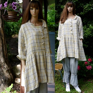 KOCKÁS babydoll kabátka - ruha & divat - női ruha - kabát - Meska.hu