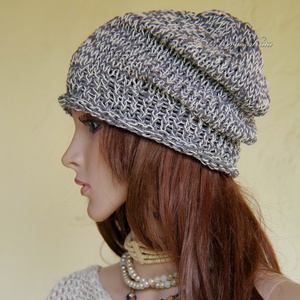 BEANIE / körte - trendi kézzel kötött lenes sapka / cink , Ruha & Divat, Sál, Sapka, Kendő, Sapka, Kötés, MESKA