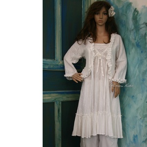 AIDA - lagenlook géz-kabátka / fehér - ruha & divat - női ruha - bolero - Meska.hu