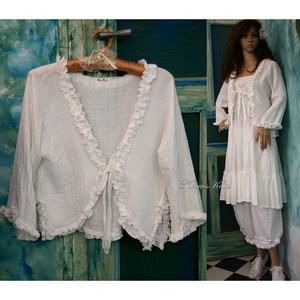 AIDA - lagenlook géz-kabátka / fehér - ruha & divat - női ruha - bolero - Meska.hu